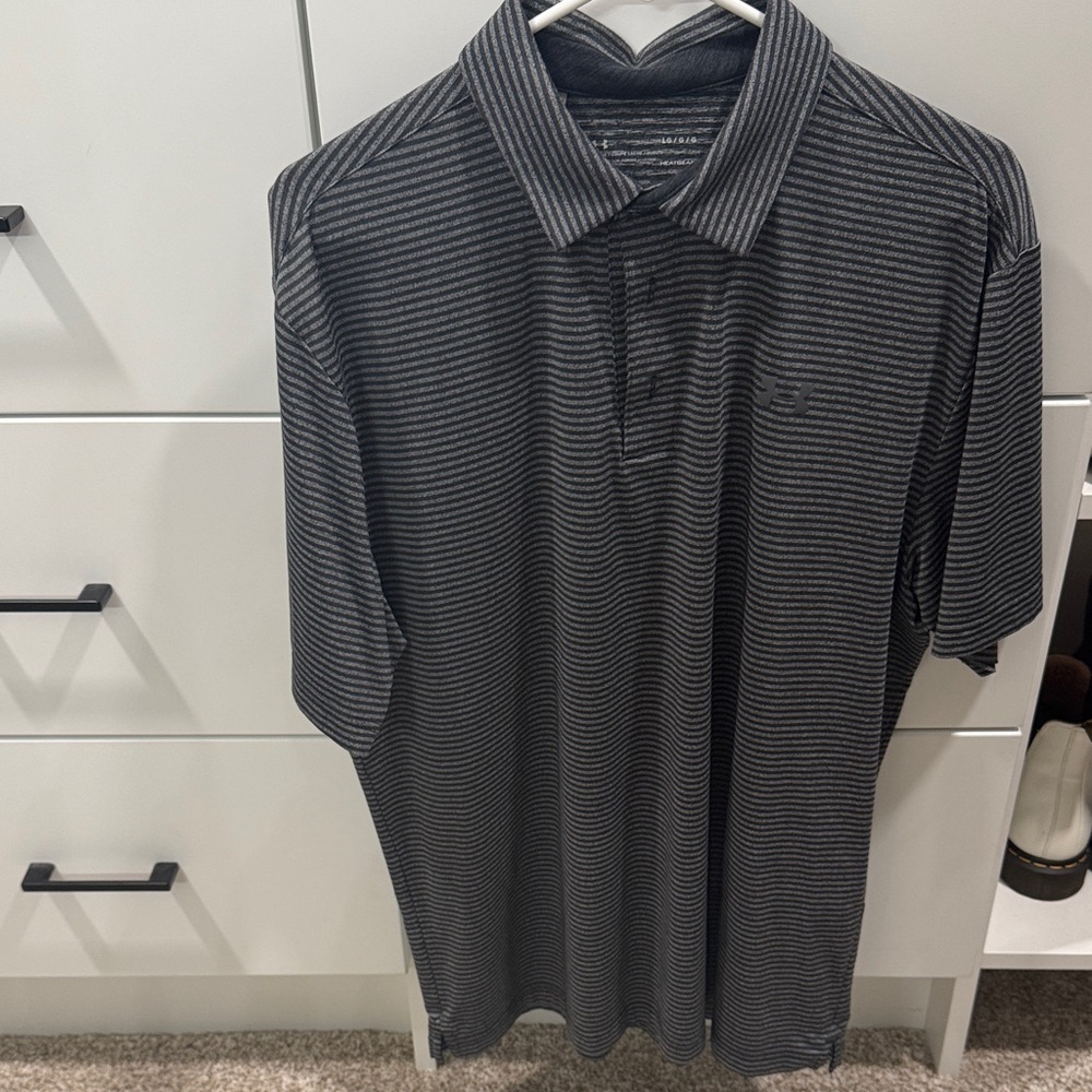 Under Armour Men's Dark Gray Striped Polo